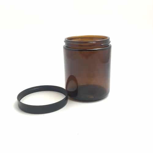 Apothecary Jar with Black Plastic Screw Top Lid 225g - Amber