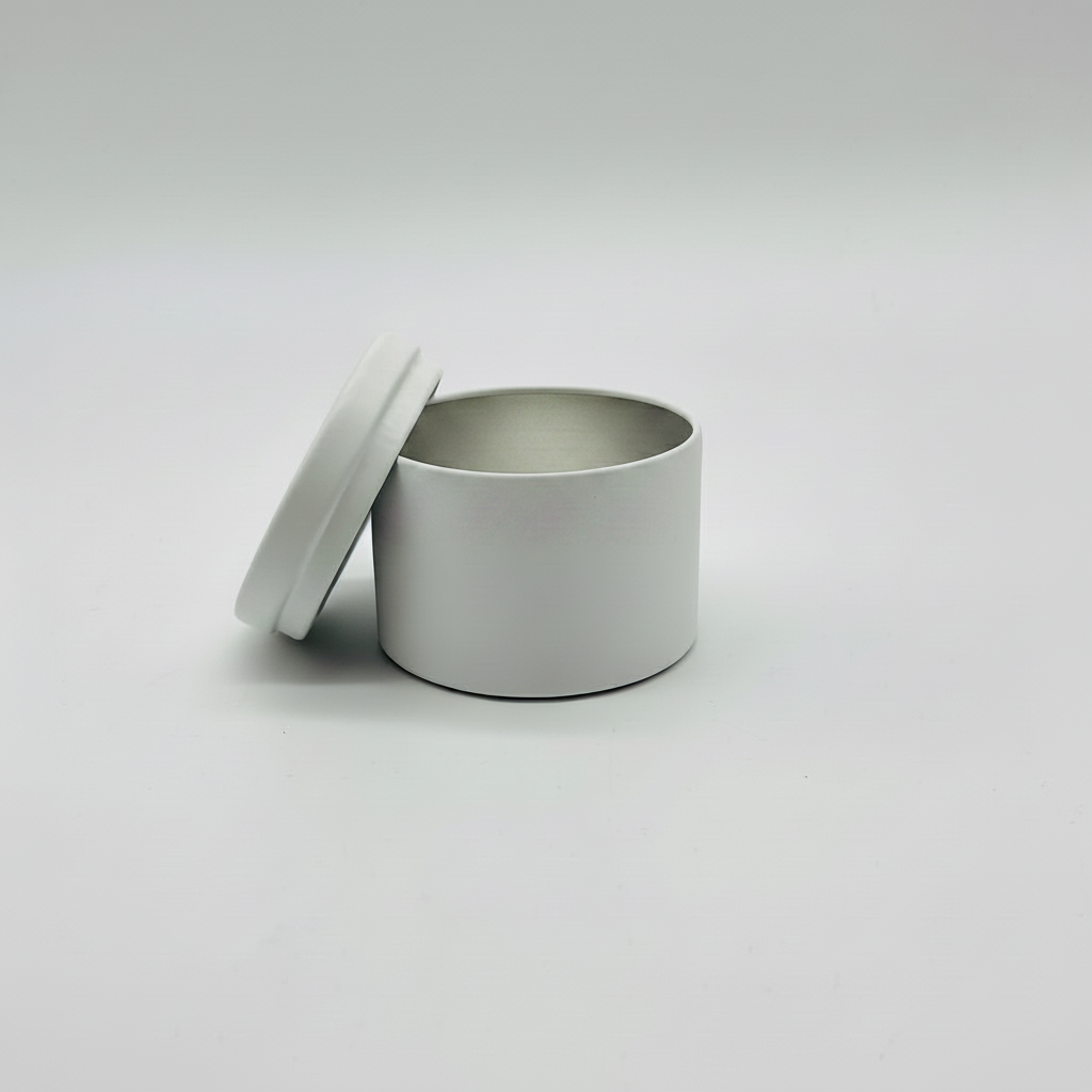 Candle Tin White 4oz with Flush Lid