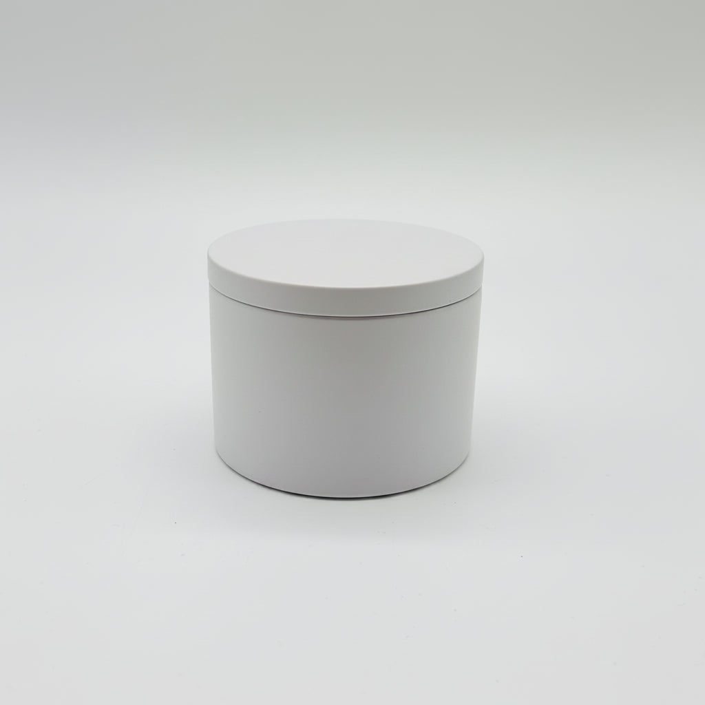 Candle Tin White 8oz with Flush Lid