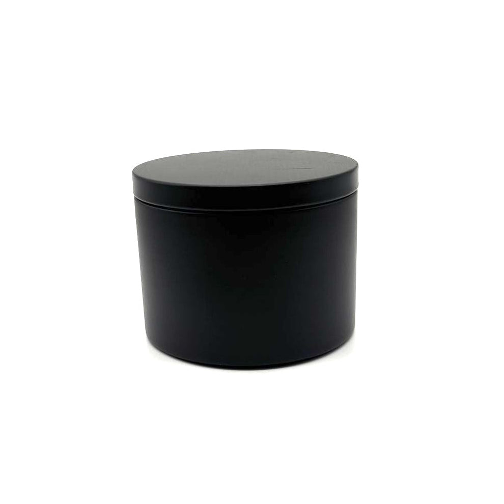 Candle Tin Black 8oz with Flush Lid