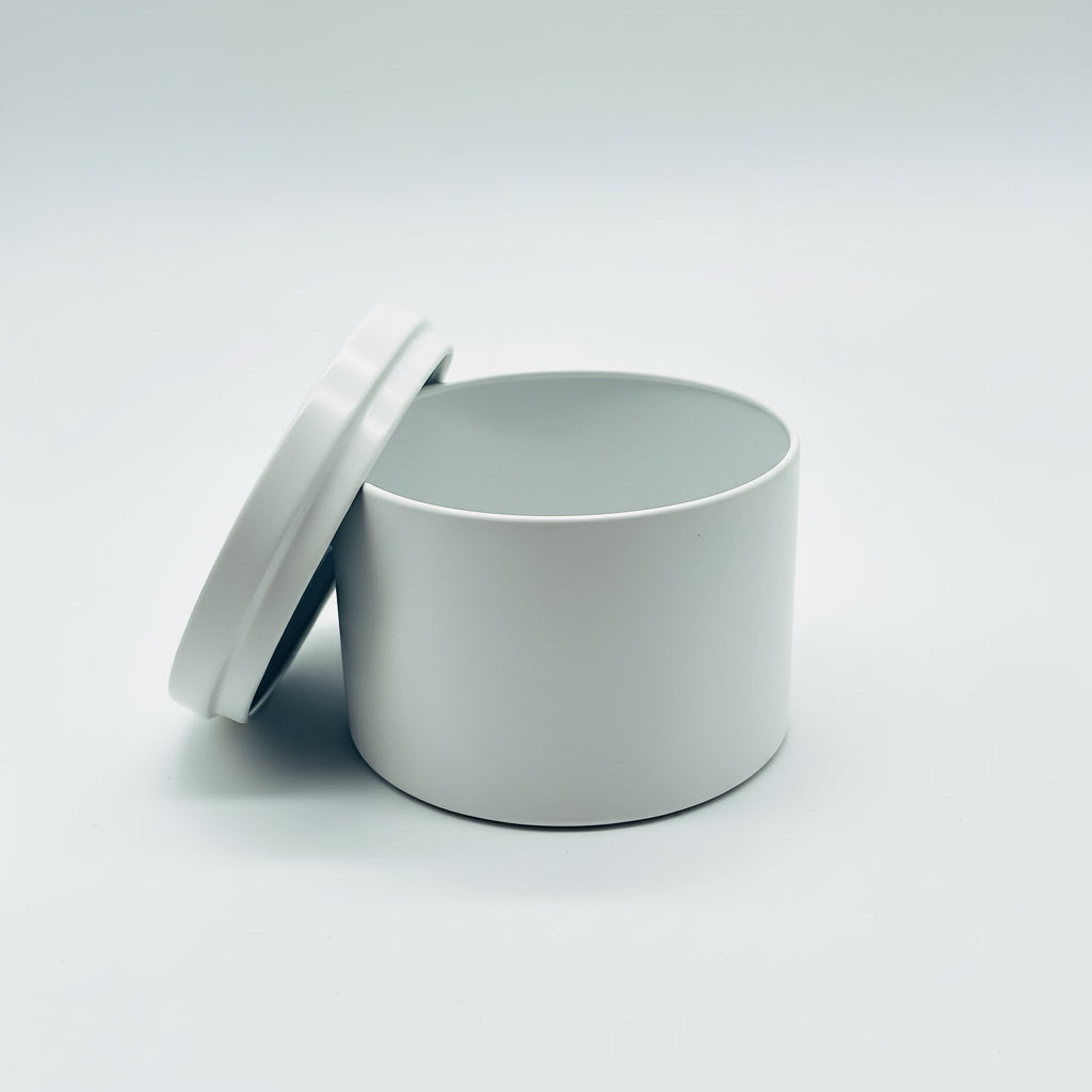 Candle Tin White 8oz with Flush Lid