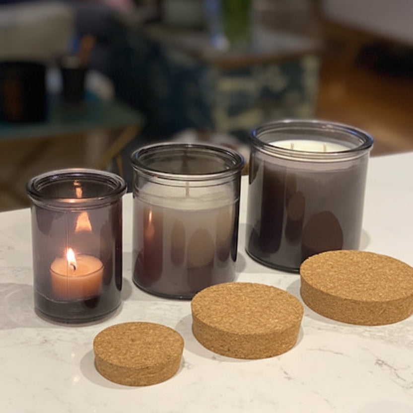 Black Apothecary candle jar with cork lid  It is quite reminiscent of the aged old vintage style.