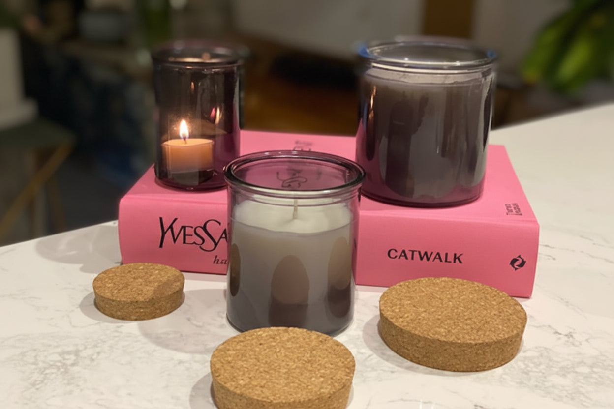 Black Apothecary candle jar with cork lid  It is quite reminiscent of the aged old vintage style.