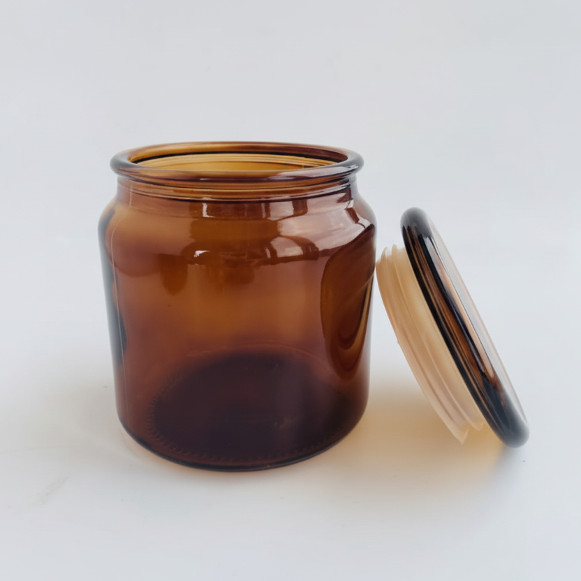 Apothecary with Glass Lid Amber - Large