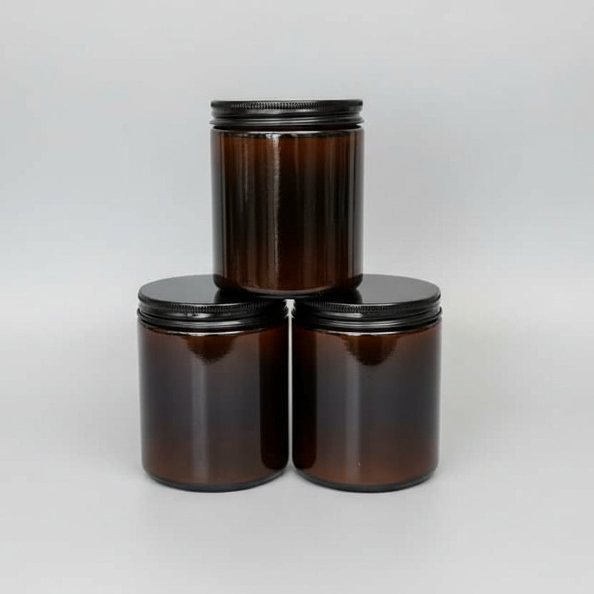 Apothecar Candle Jar 225g with Black Metal screw cap lid
