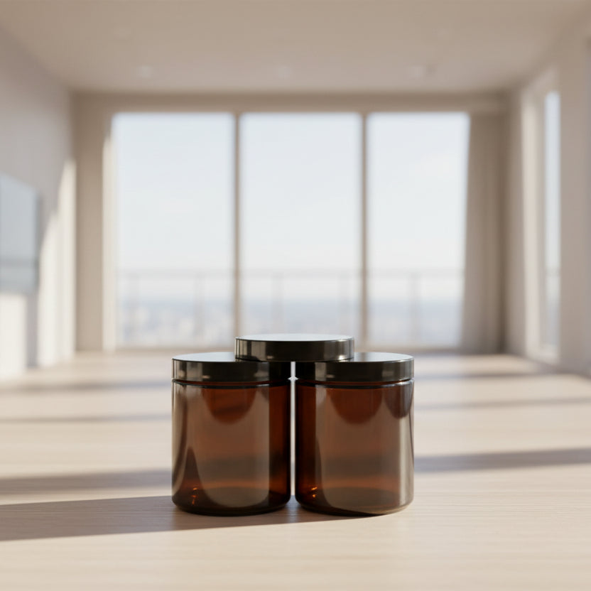 Apothecar Candle Jar 225g with Black Plastic screw cap lid