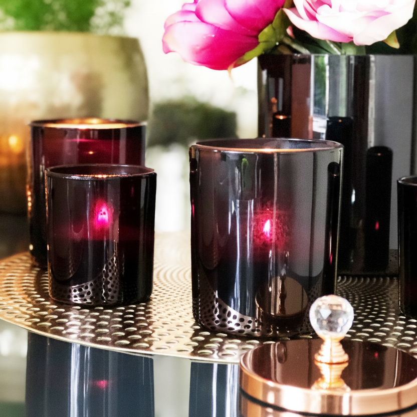 Tumbler black candle jars. Candle Making, Glassware Imports