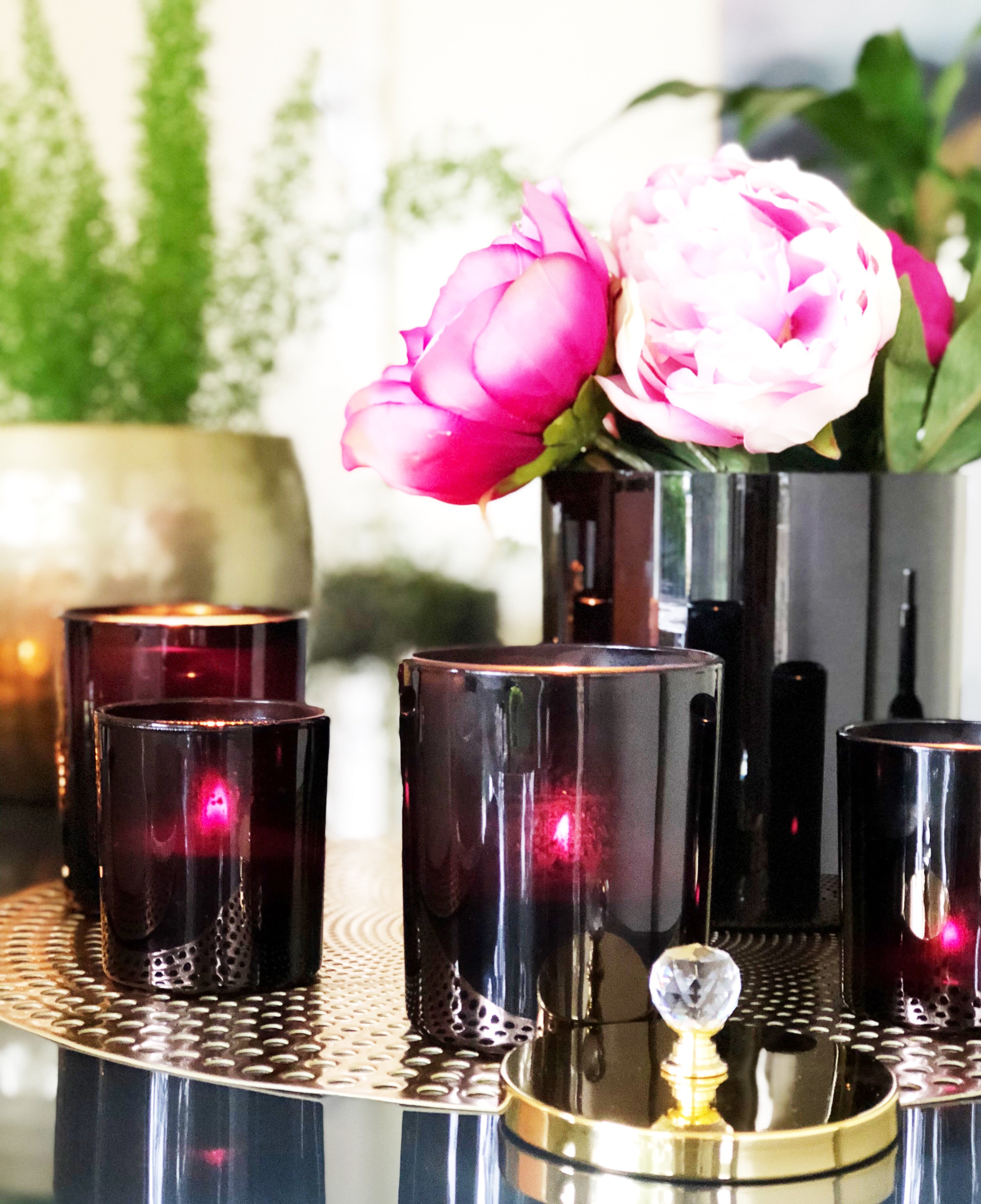 Tumbler Gloss Black Candle Glass Jar with Lid, Candle Supplies, Glassware Imports