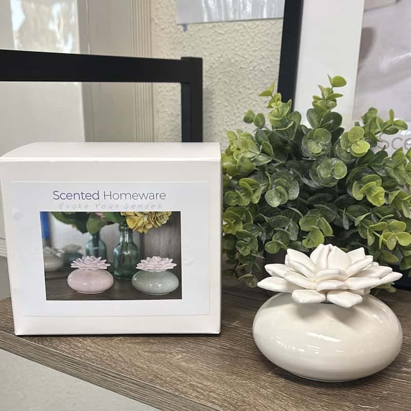 Lotus Flower with White Ceramic Base