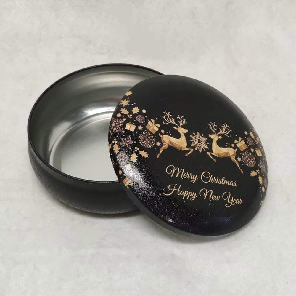 Decorative Tin - Embossed Reindeers Large