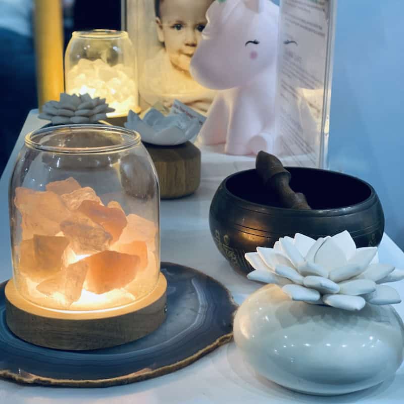 Scented Crystal Light Diffuser with Cordless USB Wooden Base - Rose Quartz