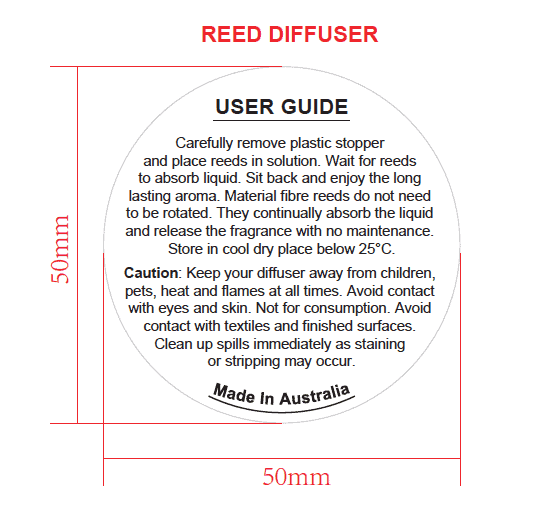 Diffuser Sticker Size Diffuser Warning Labels 50mm – Glassware Imports