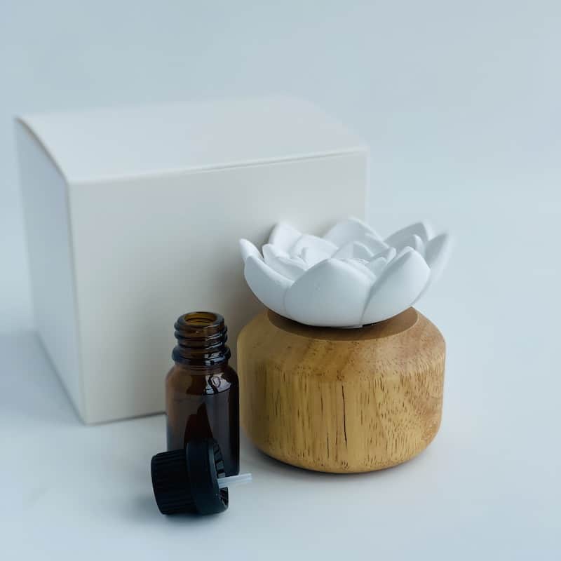 Lotus Custom Diffuser Lotus Flower Diffuser with Wooden Base No Scent – Glassware Imports