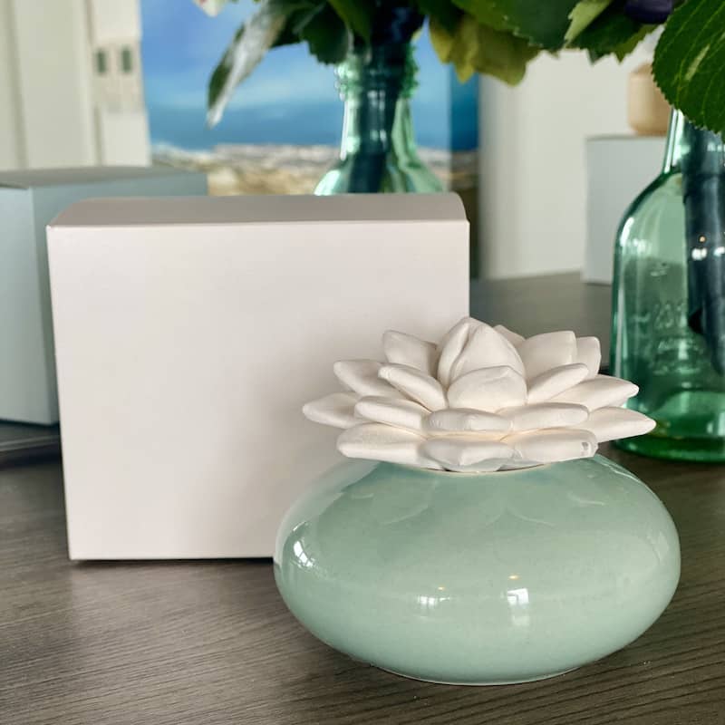 Lotus Flower Diffuser with Green Ceramic Base -No Scent