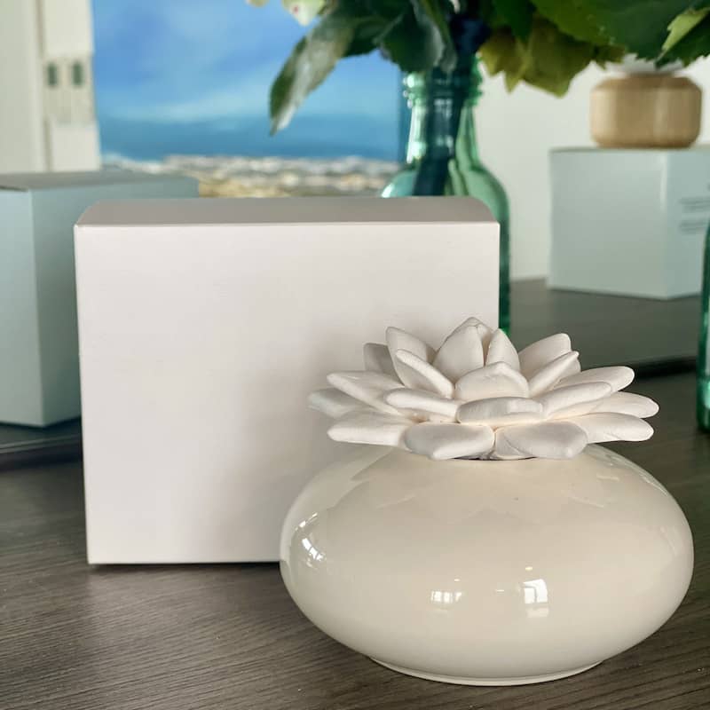 Lotus Flower with White Ceramic Base - No Scent