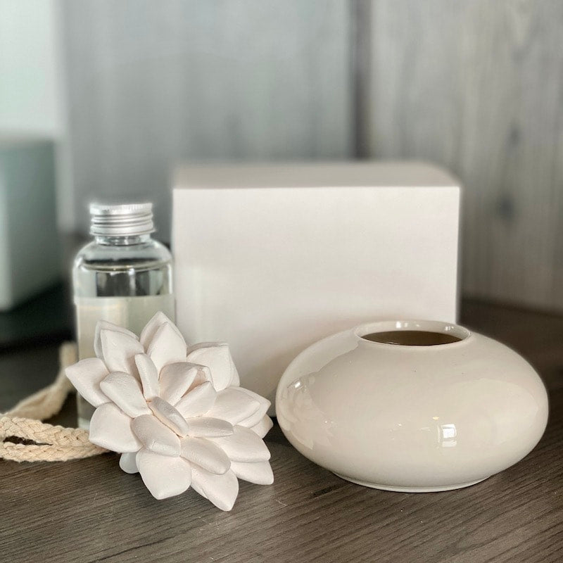 Lotus Flower with White Ceramic Base - No Scent