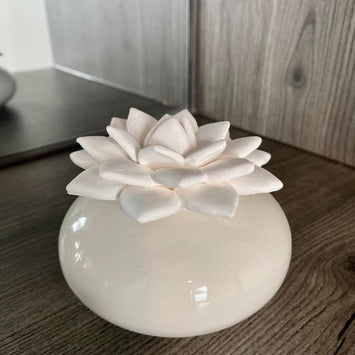 Lotus Flower with White Ceramic Base - No Scent