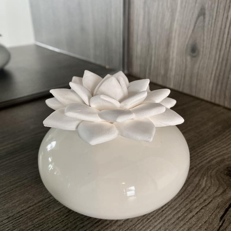 Lotus Flower with White Ceramic Base - No Scent