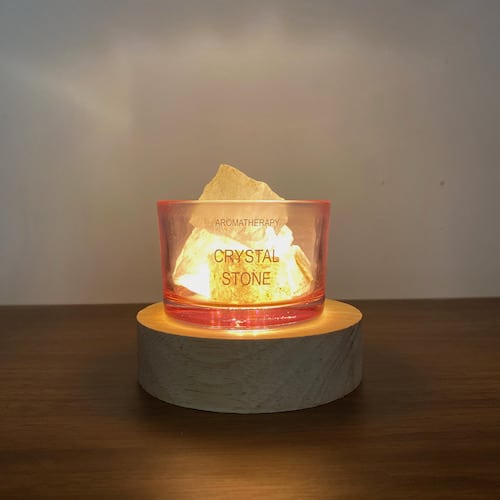 mini crystal stone diffuser with wooden base for battery use (battery not included)