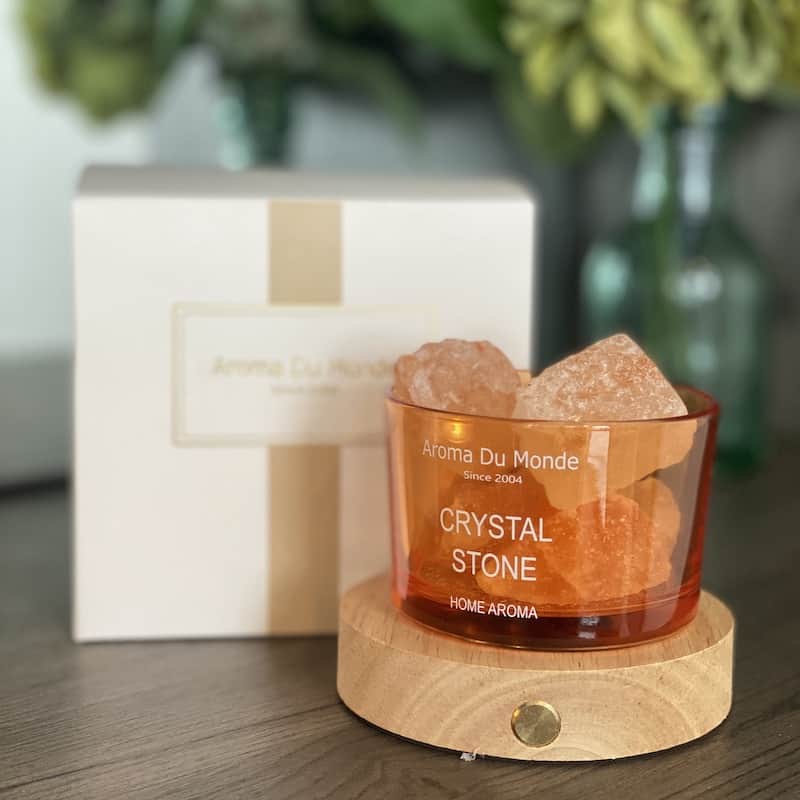 Mini Orange Crystal Stone Diffuser with cordless USB Light Base