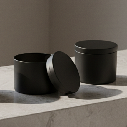 Candle Tin Black 4oz with Flush Lid