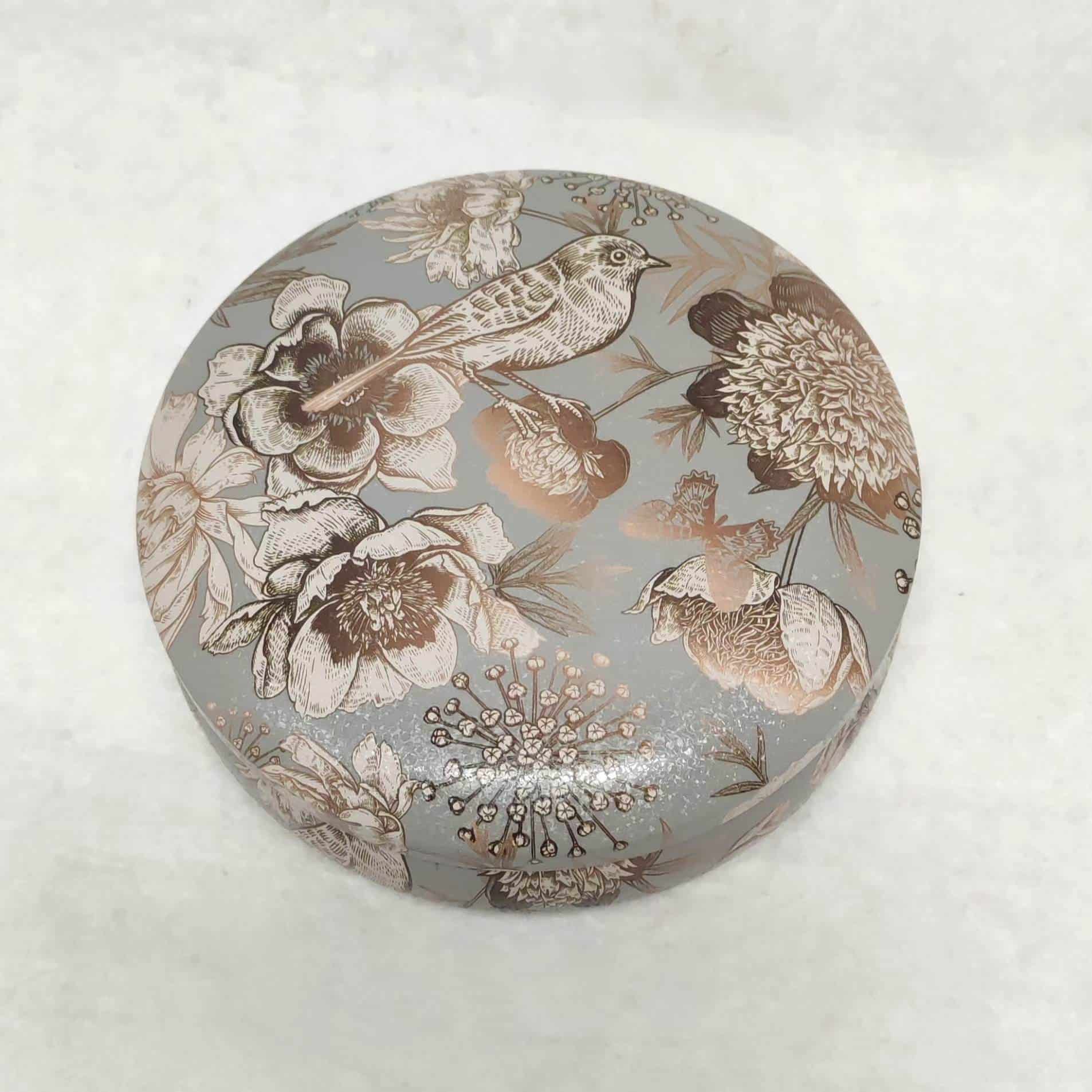 Decorative Tin - Embossed Birds, Butterflies & Peonies Large