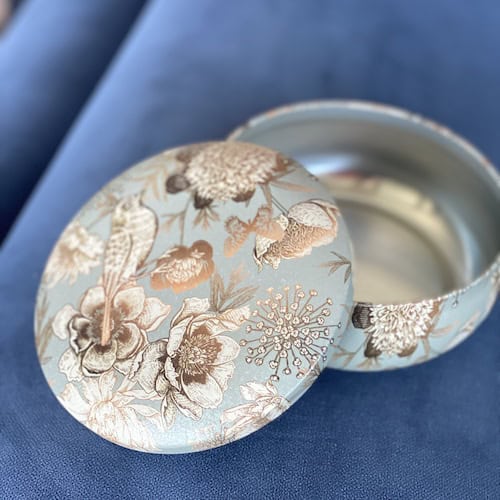 Decorative Tin - Embossed Birds, Butterflies & Peonies Large