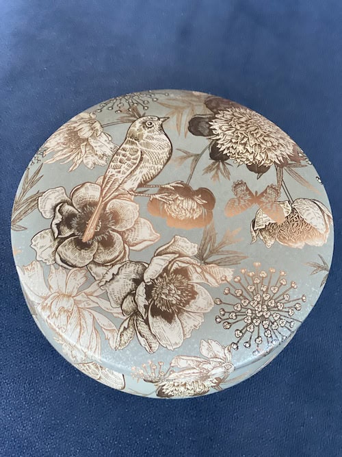 Decorative Tin - Embossed Birds, Butterflies & Peonies Large