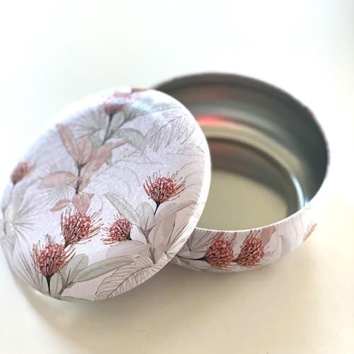 Decorative Tin - Embossed Protea Flowers Large