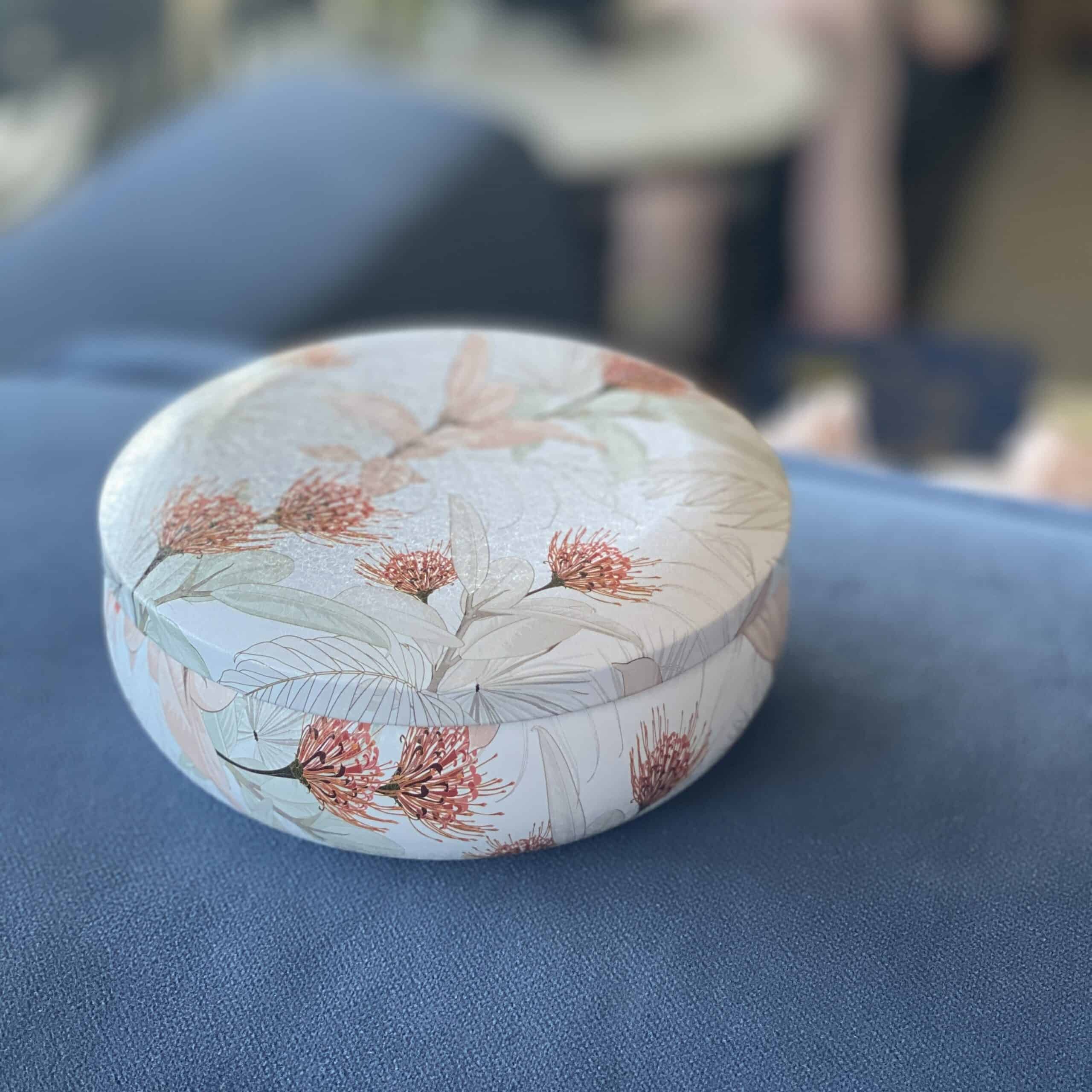 Decorative Tin - Embossed Protea Flowers Large