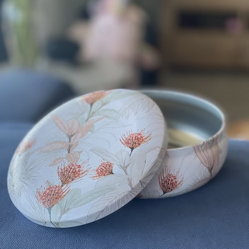 Decorative Tin - Embossed Protea Flowers Large