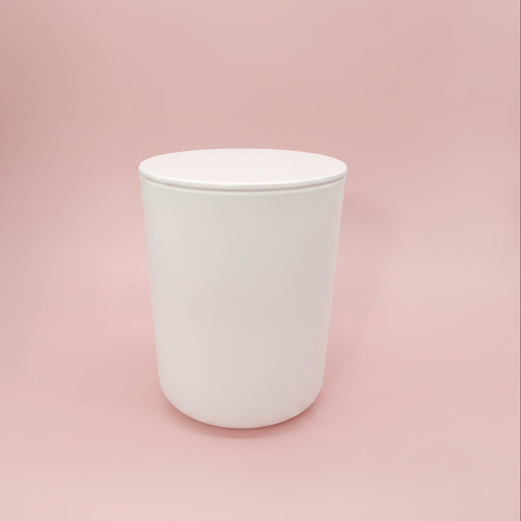 Large White Candle Glass Jar with Lid, Candle Supplies, Glassware Imports