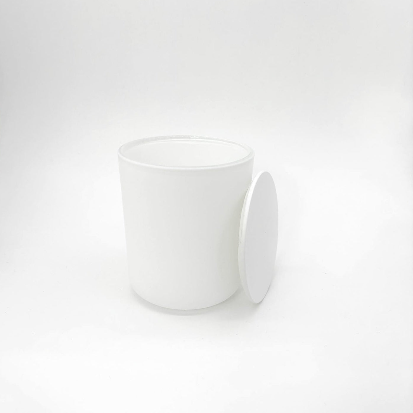 Medium White Candle Glass Jar with Lid, Candle Supplies, Glassware Imports