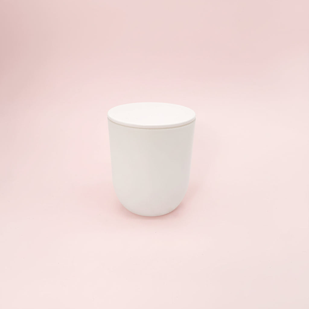 Small White Candle Glass Jar with Lid, Candle Supplies, Glassware Imports