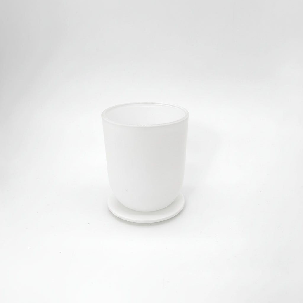 Small White Candle Glass Jar with Lid, Candle Supplies, Glassware Imports