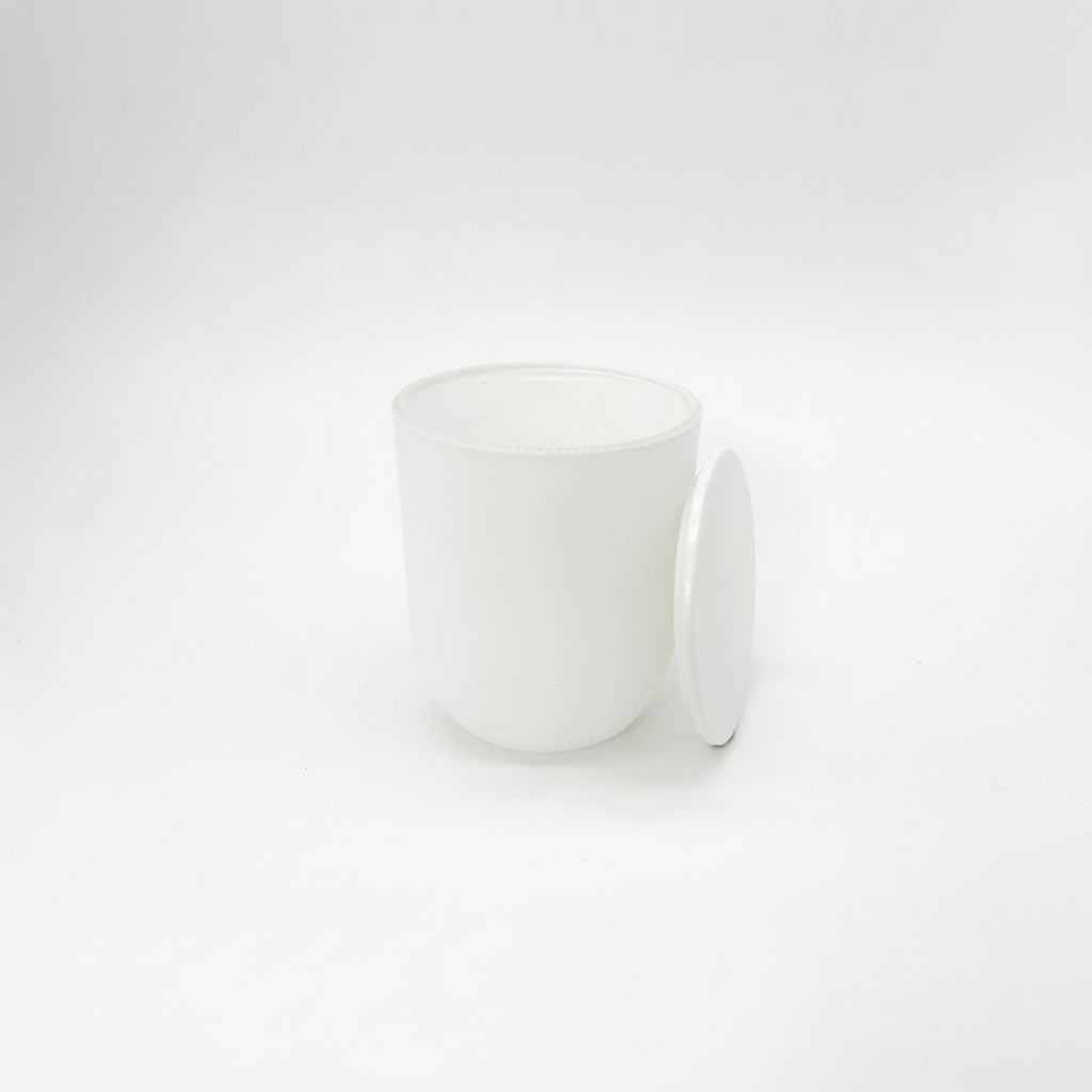 Small White Candle Glass Jar with Lid, Candle Supplies, Glassware Imports