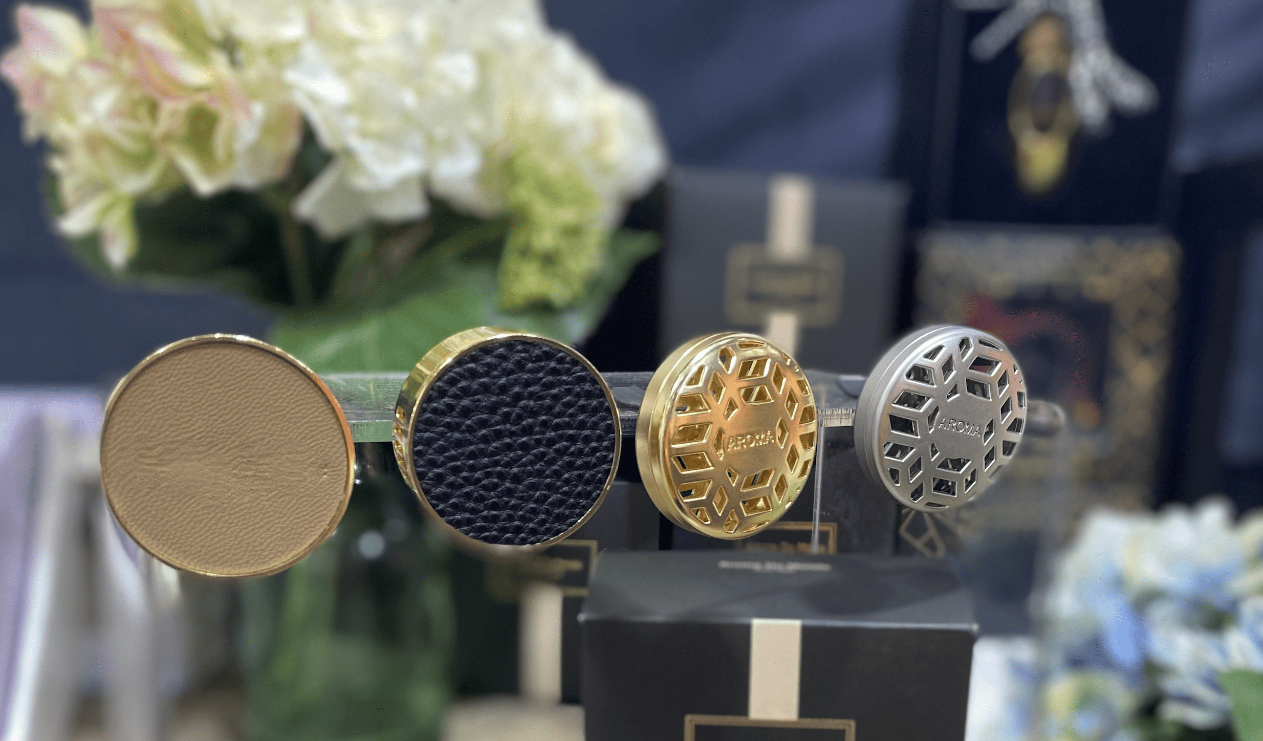 Car Diffuser - Metal Clip-On with Brown Leather Insert No Scent