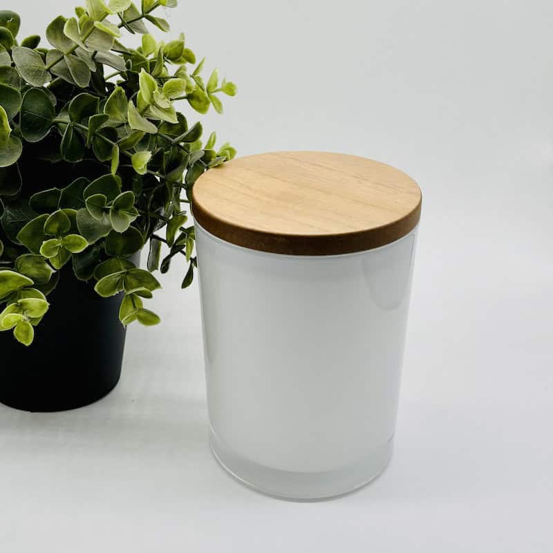 Tumbler White Candle glass Jar with Wood Lid