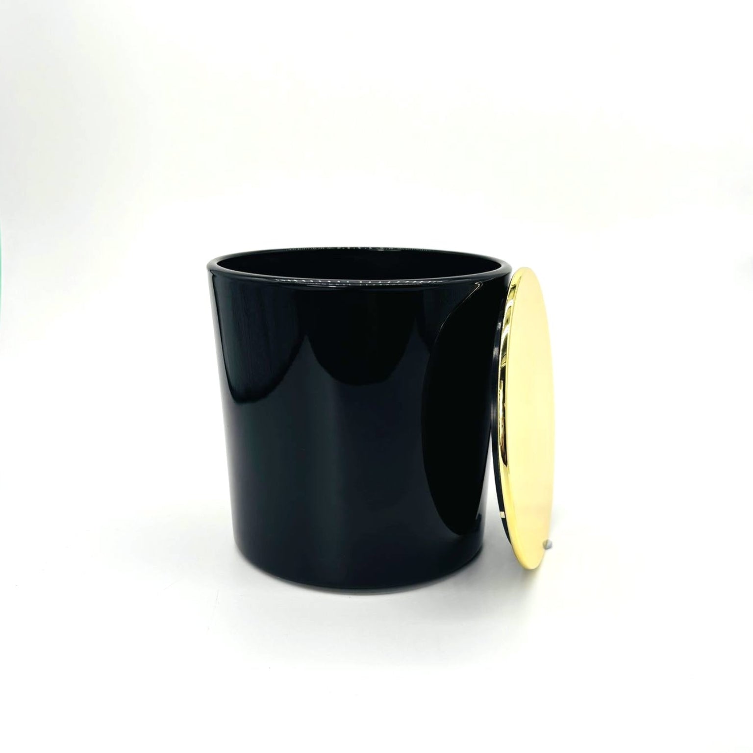 Large Tumbler Gloss Black Candle Glass Jar with Lid, Candle Supplies, Glassware Imports