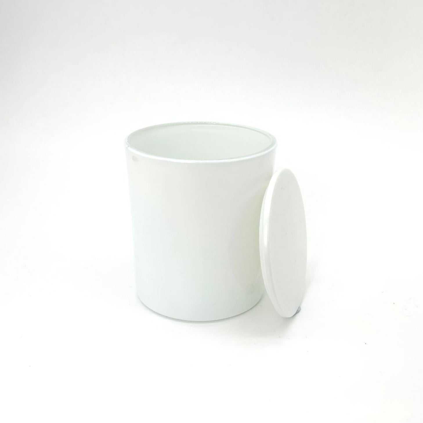 Small Tumbler White Candle Glass Jar with Lid, Candle Supplies, Glassware Imports