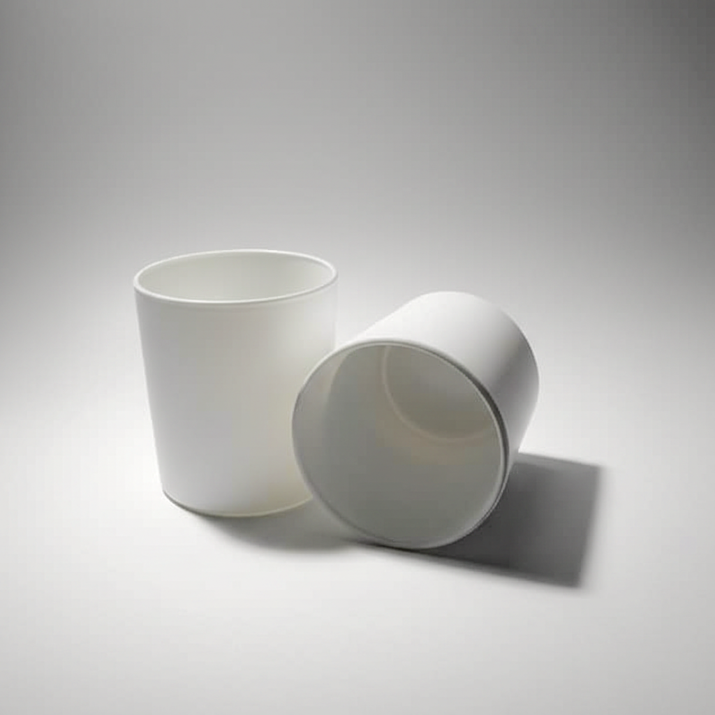 Small Tumbler White Candle Glass Jar with Lid, Candle Supplies, Glassware Imports