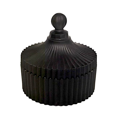Ribbed Carousel Matt Black Glass Jar Large