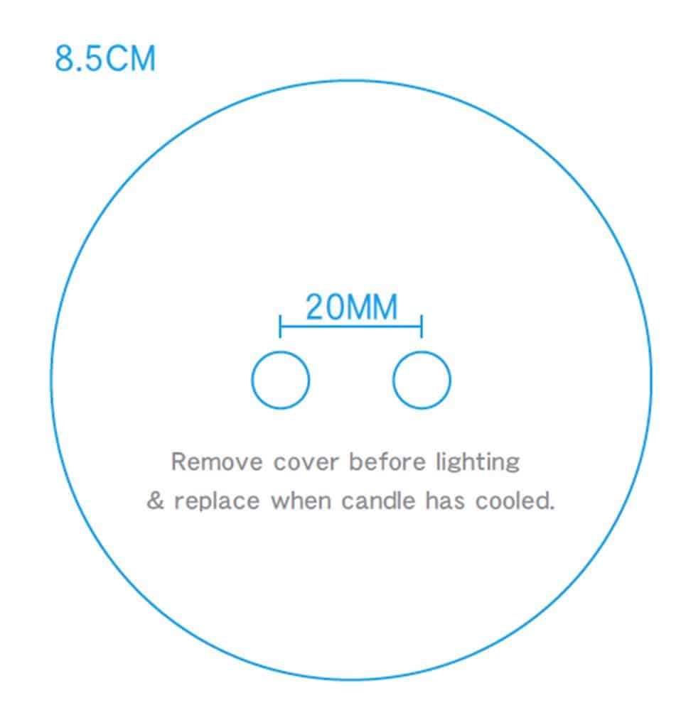 candle dust cover white plastic 85mm 2 holes