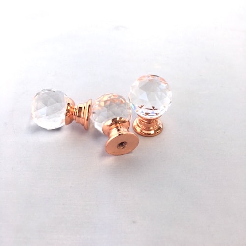 Crystal Ball Knob-Rose Gold Base