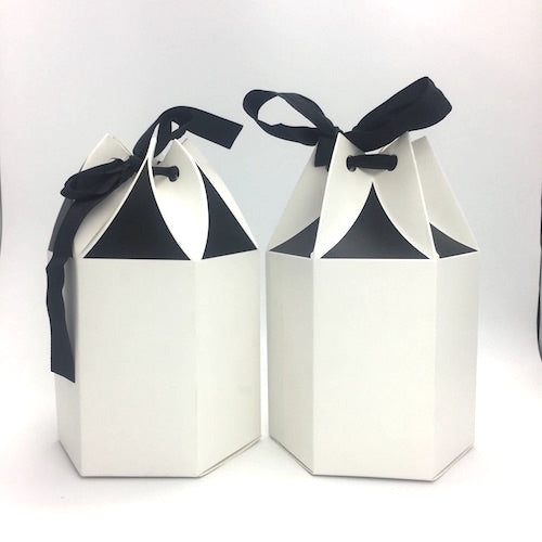 Gift Box - Large Hexagon Shape White & Black
