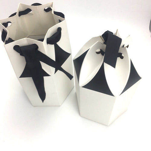 Gift Box - Large Hexagon Shape White & Black