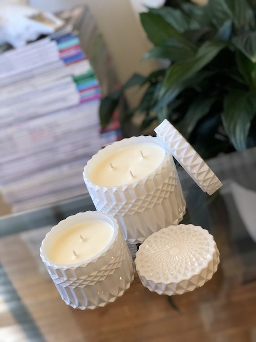 Mandala Glass Canister Small Gloss White