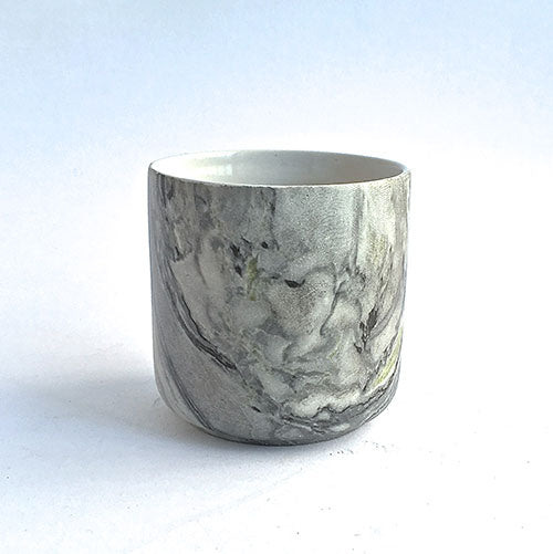 Ceramic Marble Jar -White/Grey Matte