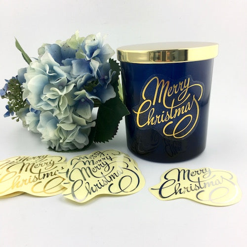 Merry Christmas Gold On Clear Label