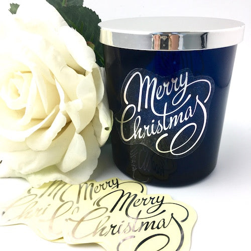 Merry Christmas Silver On Clear Label